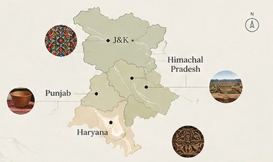 Map: Jammu & Kashmir, Himachal Pradesh, Punjab, Haryana